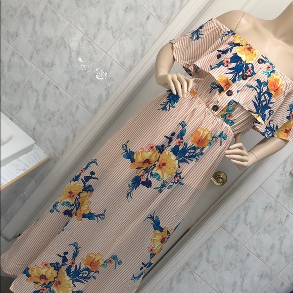 FLORAL OFF SHOULDER MAXI DRESS - Picture 3 of 8